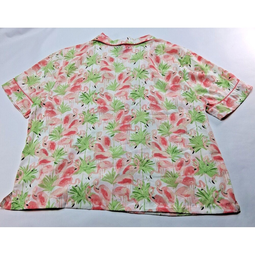 Cynthia Rowley Flamingo Palm Leaf Pajama Set Tropical Coastal Chic Loungewear  L - Picture 7 of 10